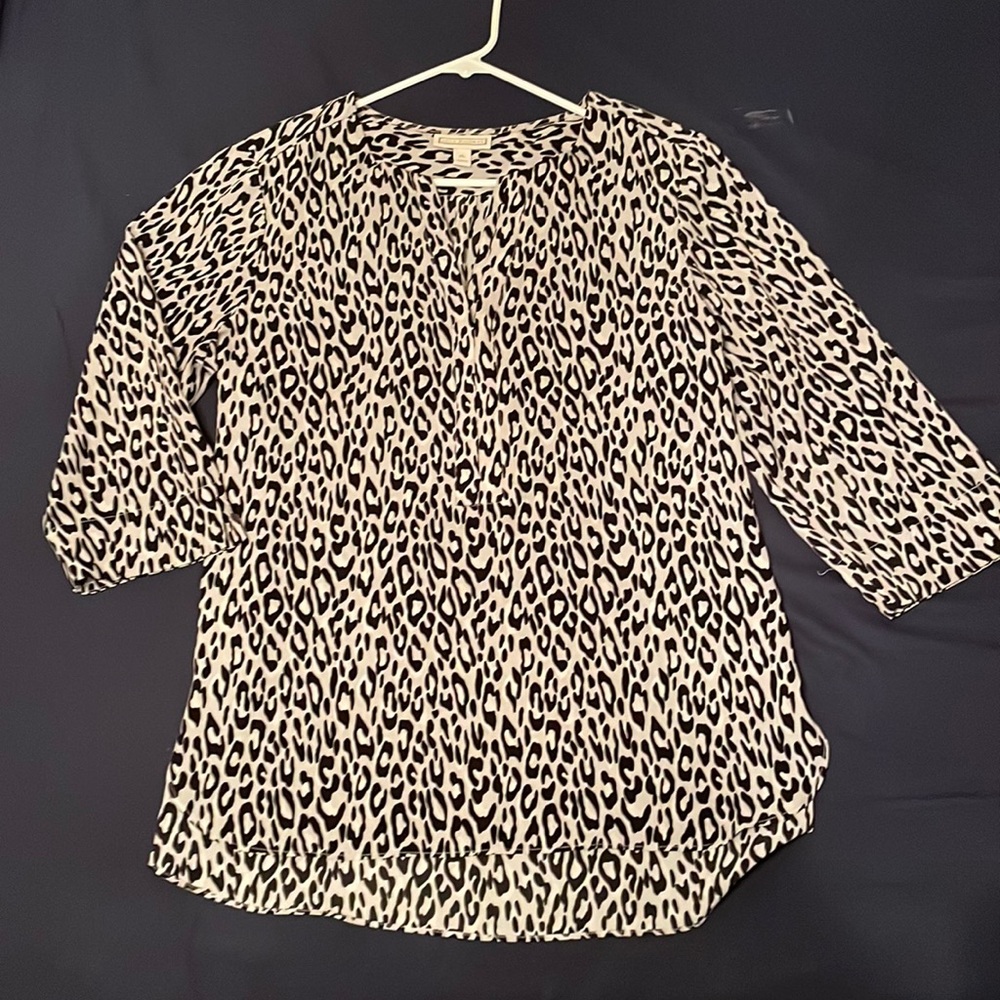 XL GREY AND BLACK LEOPARD BLOUSE